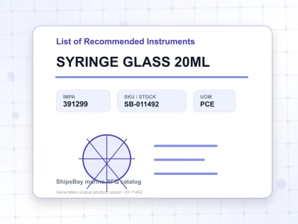 SYRINGE GLASS 20ML - List of Recommended Instruments - IMPA 391299 - UOM PCE