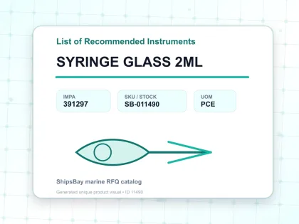 SYRINGE GLASS 2ML - List of Recommended Instruments - IMPA 391297 - UOM PCE
