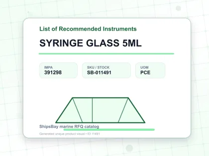 SYRINGE GLASS 5ML - List of Recommended Instruments - IMPA 391298 - UOM PCE