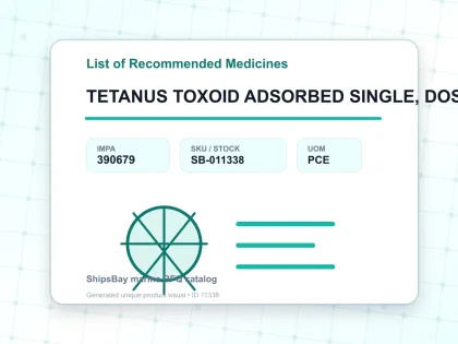 TETANUS TOXOID ADSORBED SINGLE, DOSE AMPOULE - List of Recommended Medicines - IMPA 390679 - UOM PCE