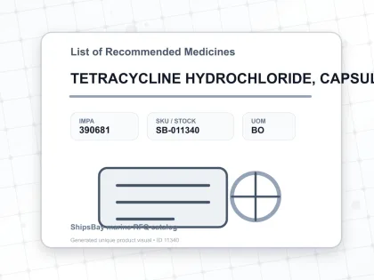 TETRACYCLINE HYDROCHLORIDE, CAPSULES 250MG 100'S - List of Recommended Medicines - IMPA 390681 - UOM BO