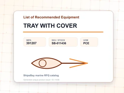 TRAY WITH COVER - List of Recommended Equipment - IMPA 391207 - UOM PCE
