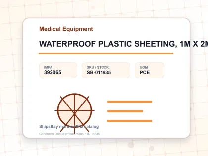 WATERPROOF PLASTIC SHEETING, 1M X 2M FOR U.K. SHIPS - Medical Equipment - IMPA 392065 - UOM PCE