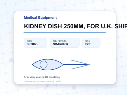 KIDNEY DISH 250MM, FOR U.K. SHIPS - Medical Equipment - IMPA 392068 - UOM PCE