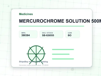 MERCUROCHROME SOLUTION 500ML - Medicines - IMPA 390384 - UOM BO