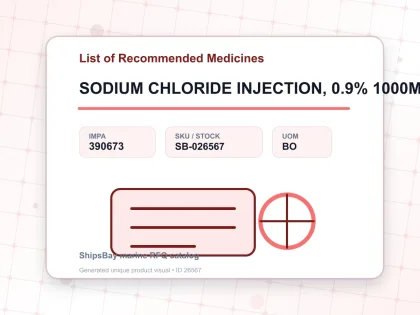 SODIUM CHLORIDE INJECTION, 0.9% 1000ML - List of Recommended Medicines - IMPA 390673 - UOM BO