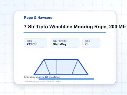 7 Str Tipto Winchline Mooring Rope, 200 Mtr X 48 Mm, Btl: 472 Kn - Rope & Hawsers - IMPA 211790 - UOM CL