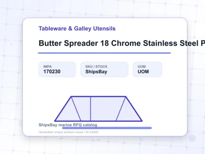 Butter Spreader 18 Chrome Stainless Steel Plain Handle - Tableware & Galley Utensils - IMPA 170230