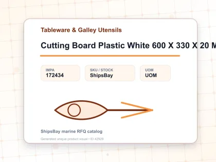 Cutting Board Plastic White 600 X 330 X 20 Mm - Tableware & Galley Utensils - IMPA 172434