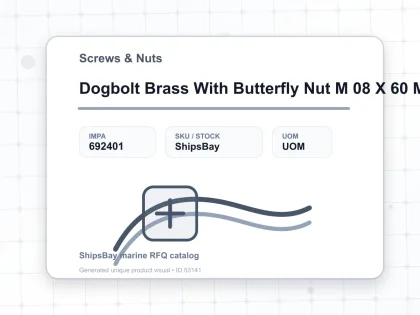 Dogbolt Brass With Butterfly Nut M 08 X 60 Mm - Screws & Nuts - IMPA 692401