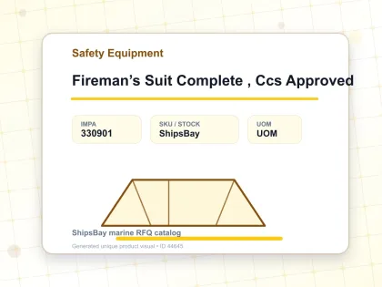 Fireman’s Suit Complete , Ccs Approved - Safety Equipment - IMPA 330901