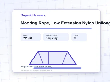 Mooring Rope, Low Extension Nylon Unilong And Polyester, Double Braided, 200 Mtr X 40 Mm, Btl: 385 Kn - Rope & Hawsers - IMPA 211931 - UOM CL