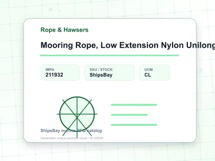 Mooring Rope, Low Extension Nylon Unilong And Polyester, Double Braided, 200 Mtr X 45 Mm, Btl: 482 Kn - Rope & Hawsers - IMPA 211932 - UOM CL
