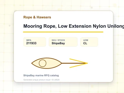 Mooring Rope, Low Extension Nylon Unilong And Polyester, Double Braided, 200 Mtr X 50 Mm, Btl: 589 Kn - Rope & Hawsers - IMPA 211933 - UOM CL