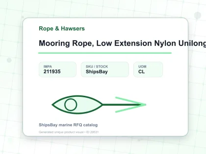 Mooring Rope, Low Extension Nylon Unilong And Polyester, Double Braided, 200 Mtr X 60 Mm, Btl: 835 Kn - Rope & Hawsers - IMPA 211935 - UOM CL