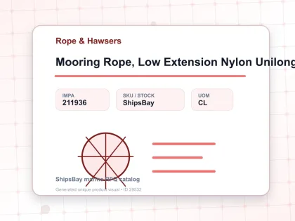 Mooring Rope, Low Extension Nylon Unilong And Polyester, Double Braided, 200 Mtr X 65 Mm, Btl: 971 Kn - Rope & Hawsers - IMPA 211936 - UOM CL