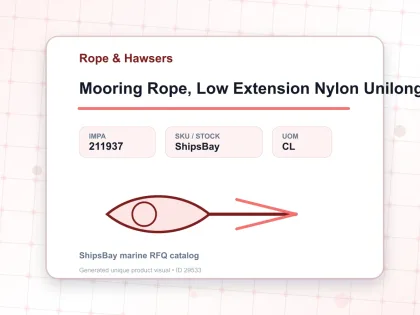 Mooring Rope, Low Extension Nylon Unilong And Polyester, Double Braided, 200 Mtr X 70 Mm, Btl: 1120 Kn - Rope & Hawsers - IMPA 211937 - UOM CL