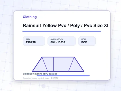 Rainsuit Yellow Pvc / Poly / Pvc Size Xl - Clothing - IMPA 190438 - UOM PCE