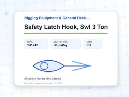 Safety Latch Hook, Swl 3 Ton - Rigging Equipment & General Deck Items - IMPA 231242 - UOM PC