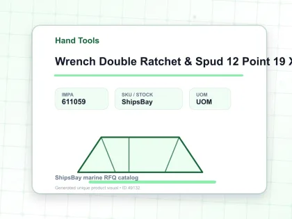 Wrench Double Ratchet & Spud 12 Point 19 X 22 Mm - Hand Tools - IMPA 611059