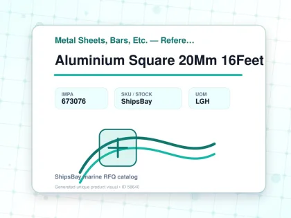Aluminium Square 20Mm 16Feet - Metal Sheets, Bars, Etc. — Reference (IMPA) - IMPA 673076 - UOM LGH