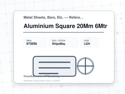 Aluminium Square 20Mm 6Mtr - Metal Sheets, Bars, Etc. — Reference (IMPA) - IMPA 673056 - UOM LGH