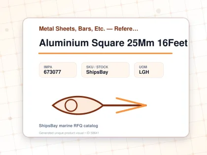 Aluminium Square 25Mm 16Feet - Metal Sheets, Bars, Etc. — Reference (IMPA) - IMPA 673077 - UOM LGH