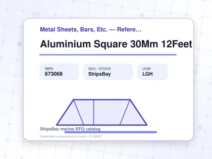 Aluminium Square 30Mm 12Feet - Metal Sheets, Bars, Etc. — Reference (IMPA) - IMPA 673068 - UOM LGH