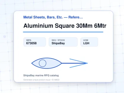 Aluminium Square 30Mm 6Mtr - Metal Sheets, Bars, Etc. — Reference (IMPA) - IMPA 673058 - UOM LGH
