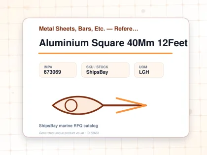 Aluminium Square 40Mm 12Feet - Metal Sheets, Bars, Etc. — Reference (IMPA) - IMPA 673069 - UOM LGH