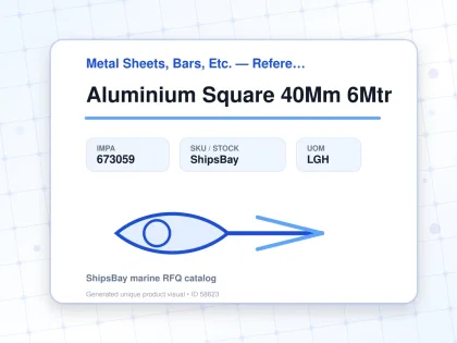 Aluminium Square 40Mm 6Mtr - Metal Sheets, Bars, Etc. — Reference (IMPA) - IMPA 673059 - UOM LGH