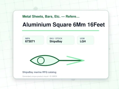 Aluminium Square 6Mm 16Feet - Metal Sheets, Bars, Etc. — Reference (IMPA) - IMPA 673071 - UOM LGH