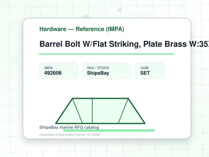 Barrel Bolt W/Flat Striking, Plate Brass W:35Xl:75Mm #2512A - Hardware — Reference (IMPA) - IMPA 492606 - UOM SET