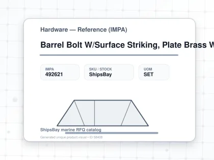 Barrel Bolt W/Surface Striking, Plate Brass W:50Xl:60Mm #2526 - Hardware — Reference (IMPA) - IMPA 492621 - UOM SET