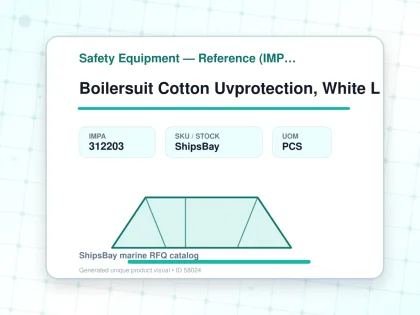 Boilersuit Cotton Uvprotection, White L - Safety Equipment — Reference (IMPA) - IMPA 312203 - UOM PCS