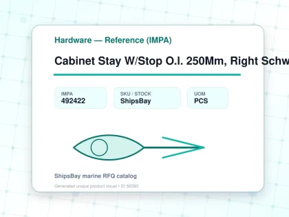 Cabinet Stay W/Stop O.l. 250Mm, Right Schwepper 2658 - Hardware — Reference (IMPA) - IMPA 492422 - UOM PCS