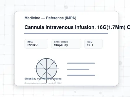 Cannula Intravenous Infusion, 16G(1.7Mm) Or 19G Sterile - Medicine — Reference (IMPA) - IMPA 391855 - UOM SET