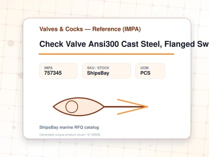 Check Valve Ansi300 Cast Steel, Flanged Swing Type #1811 8" - Valves & Cocks — Reference (IMPA) - IMPA 757345 - UOM PCS