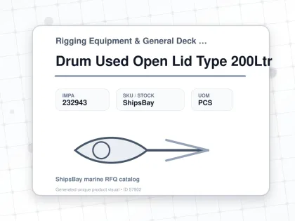 Drum Used Open Lid Type 200Ltr - Rigging Equipment & General Deck Items — Reference (IMPA) - IMPA 232943 - UOM PCS