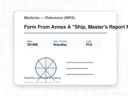 Form From Annex A "Ship, Master's Report Form" - Medicine — Reference (IMPA) - IMPA 391888 - UOM PCS