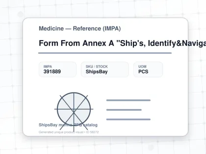 Form From Annex A "Ship's, Identify&Navigational Status" - Medicine — Reference (IMPA) - IMPA 391889 - UOM PCS