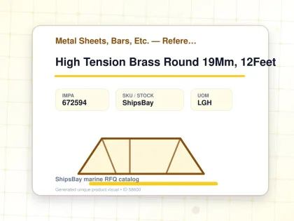 High Tension Brass Round 19Mm, 12Feet - Metal Sheets, Bars, Etc. — Reference (IMPA) - IMPA 672594 - UOM LGH