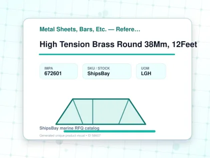 High Tension Brass Round 38Mm, 12Feet - Metal Sheets, Bars, Etc. — Reference (IMPA) - IMPA 672601 - UOM LGH