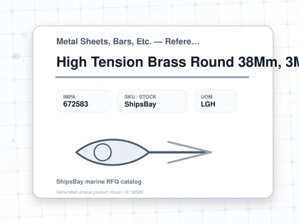 High Tension Brass Round 38Mm, 3Mtr - Metal Sheets, Bars, Etc. — Reference (IMPA) - IMPA 672583 - UOM LGH