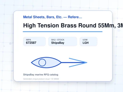 High Tension Brass Round 55Mm, 3Mtr - Metal Sheets, Bars, Etc. — Reference (IMPA) - IMPA 672587 - UOM LGH