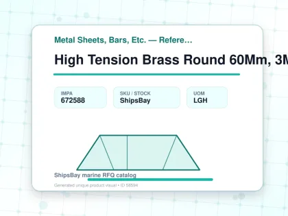 High Tension Brass Round 60Mm, 3Mtr - Metal Sheets, Bars, Etc. — Reference (IMPA) - IMPA 672588 - UOM LGH