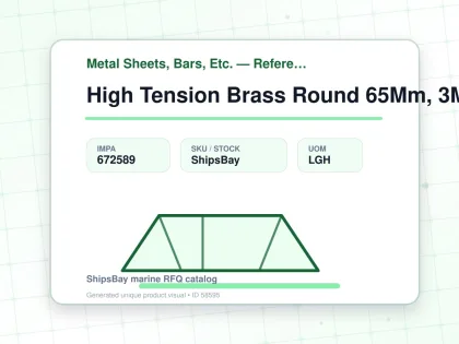 High Tension Brass Round 65Mm, 3Mtr - Metal Sheets, Bars, Etc. — Reference (IMPA) - IMPA 672589 - UOM LGH