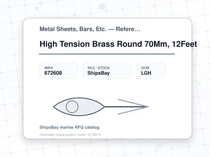 High Tension Brass Round 70Mm, 12Feet - Metal Sheets, Bars, Etc. — Reference (IMPA) - IMPA 672608 - UOM LGH