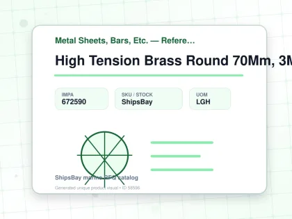 High Tension Brass Round 70Mm, 3Mtr - Metal Sheets, Bars, Etc. — Reference (IMPA) - IMPA 672590 - UOM LGH