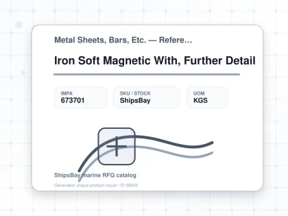 Iron Soft Magnetic With, Further Detail - Metal Sheets, Bars, Etc. — Reference (IMPA) - IMPA 673701 - UOM KGS